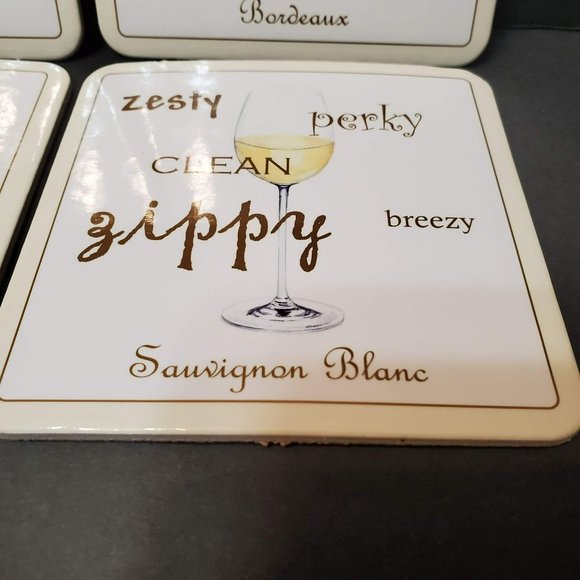 Wine Theme Coasters, Set of 6, Hardboard with Cork Back, Types of Wine - Picture 4 of 7